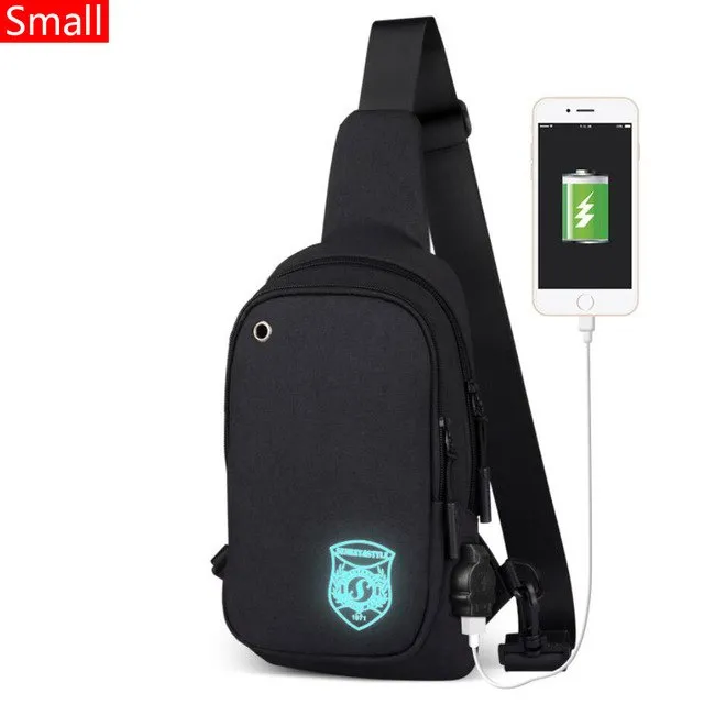 Light Luminous Shoulder Pack Canvas Sports  with USB E