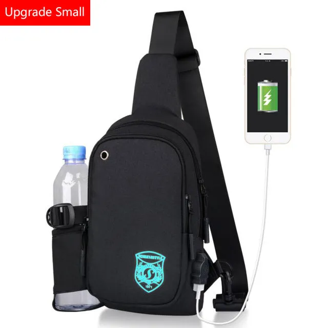 Light Luminous Shoulder Pack Canvas Sports  with USB E