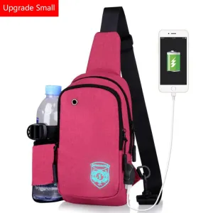 Light Luminous Shoulder Pack Canvas Sports  with USB E