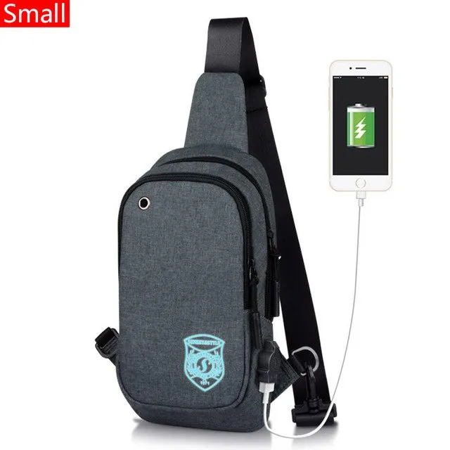 Light Luminous Shoulder Pack Canvas Sports  with USB E