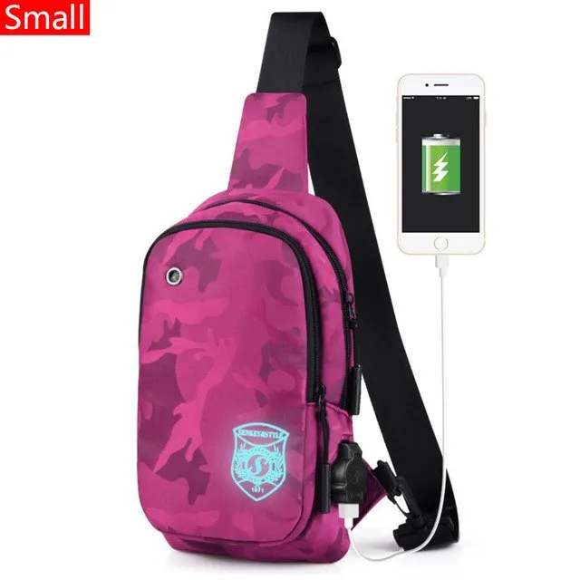 Light Luminous Shoulder Pack Canvas Sports  with USB E
