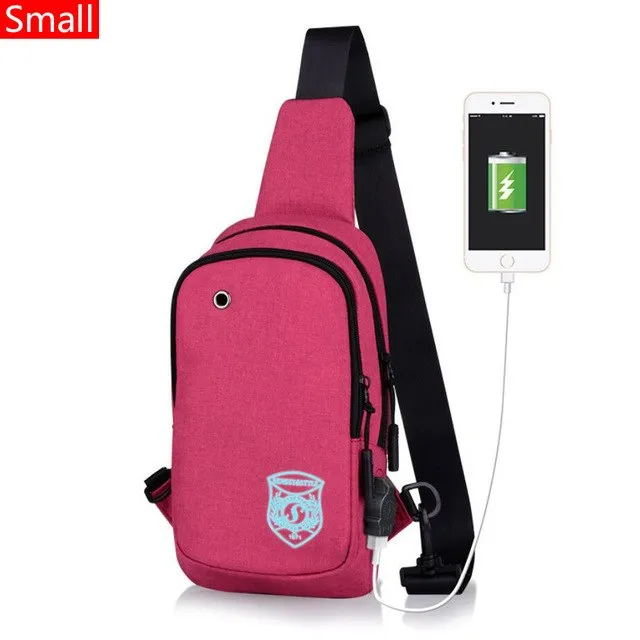 Light Luminous Shoulder Pack Canvas Sports  with USB E