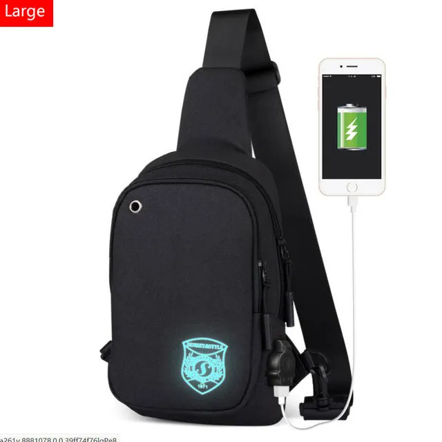 Light Luminous Shoulder Pack Canvas Sports  with USB E