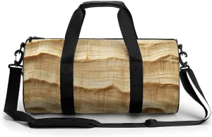 Light Yellow Birch Wood Grain Texture Travel Gym Bag for Women Men Cylindrical Duffle Bag Sport Workout Bag with Shoulder Strap