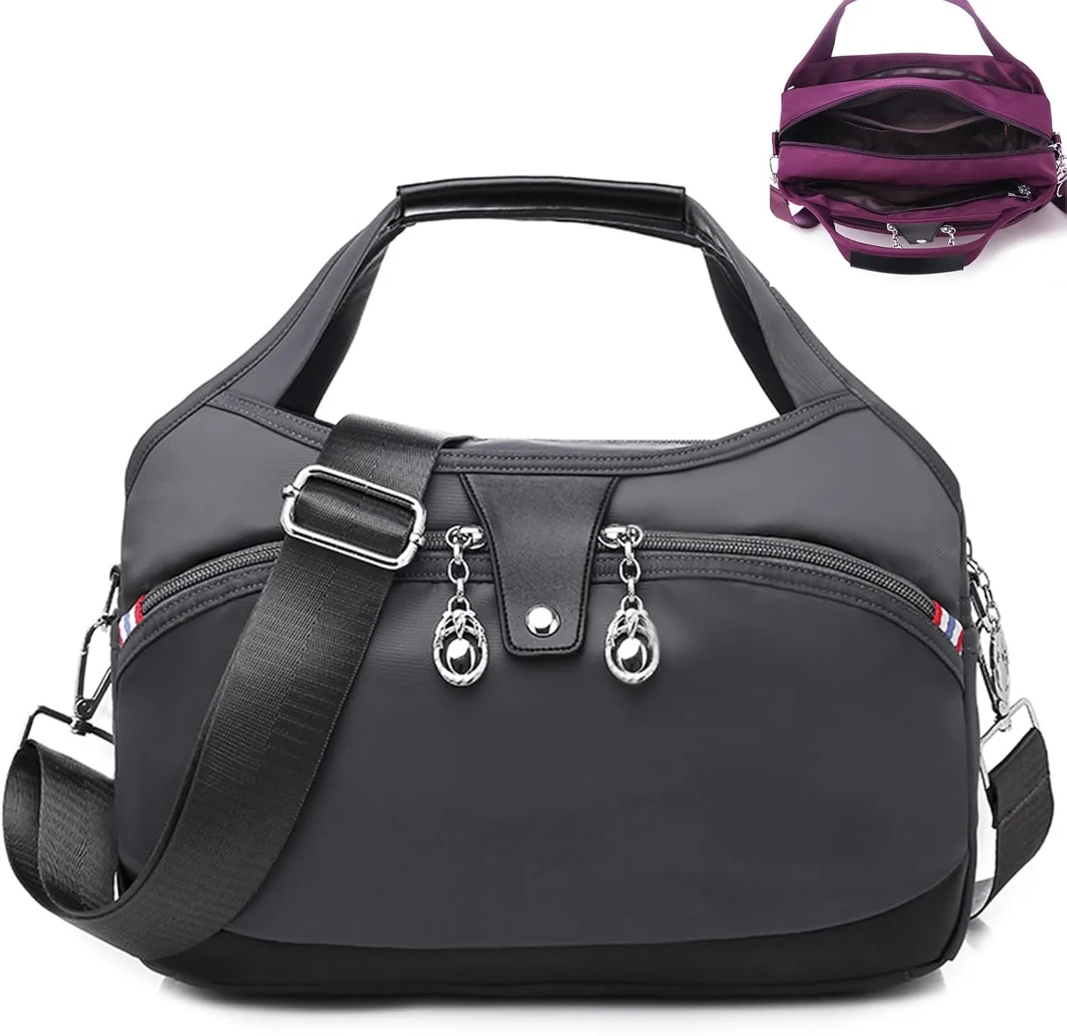 Lightweight Anti Theft Handbag, Anti Theft Handbag, Fashion Anti-Theft Handbag, Fashion Waterproof Anti-Theft Handbag, Waterproof Oxford Cloth Satchel, Zipper Multi-Layer (Dark Gray)