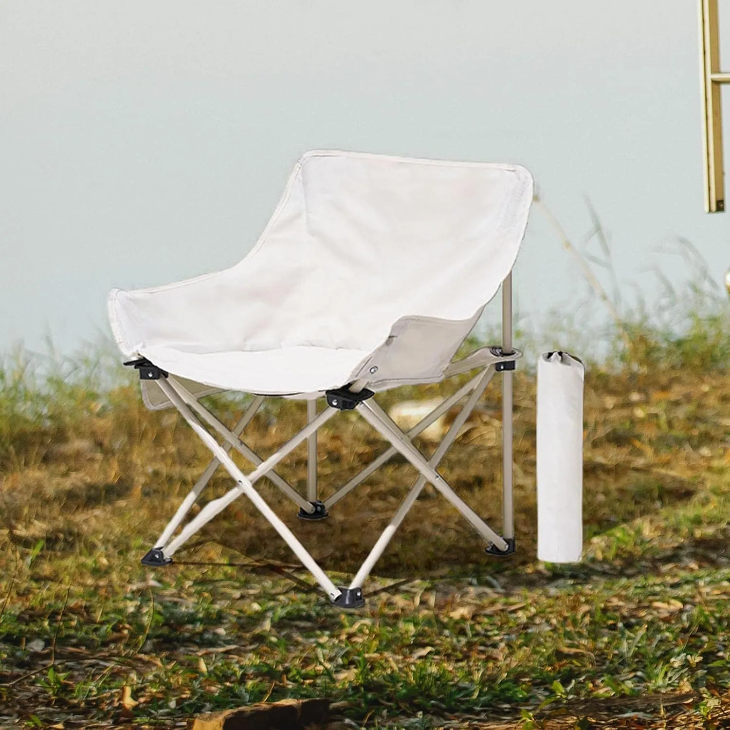 Lightweight Folding Chair Camping Stool Chair Collapsible Beach Chair Folding Camping Chair for Backpacking Fishing Beach (White)