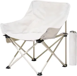 Lightweight Folding Chair Camping Stool Chair Collapsible Beach Chair Folding Camping Chair for Backpacking Fishing Beach (White)