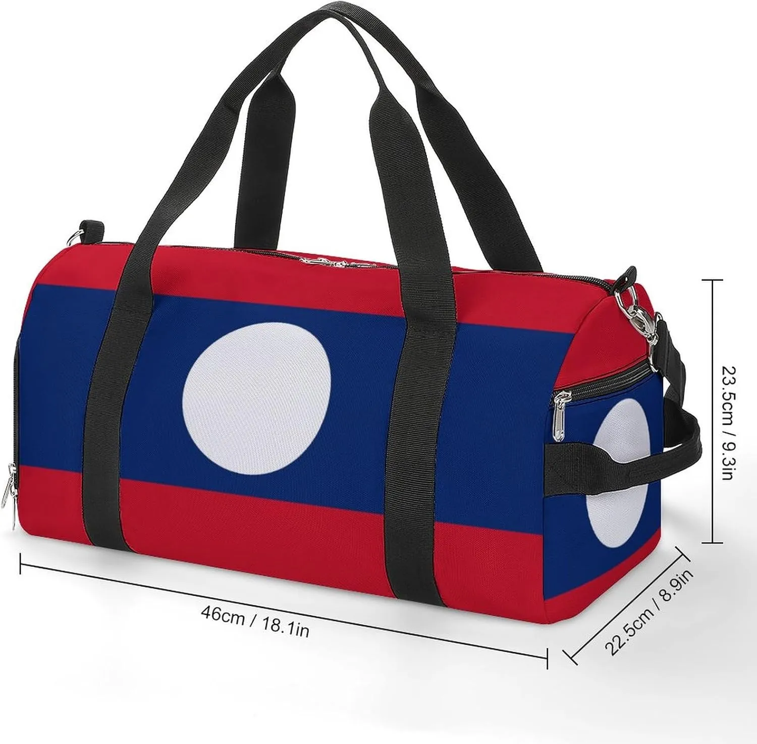 Lightweight Laos Flag Duffel Bag for Boys Girls with Wet Pocket Gym Tote