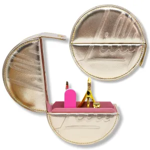 Lilly Pulitzer Manicure Set in Leatherette Case with Nail File, Gold Metal Tweezers, Cuticle Scissors, and Nail Clippers, Pedicure Kit for Nails, Gold