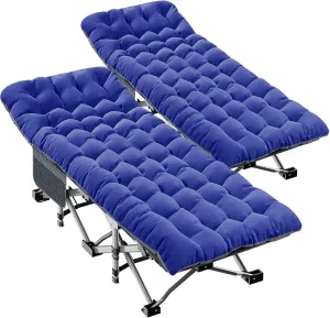 LILYPELLE 2 Pack Folding Camping Cot W/Mattress, 78" L x 32" W x 18" H Cot Bed, Heavy Duty Wide Camping Cot XXL for Adults, Portable Sleeping Cot Bed for Travel Camping/Office, Home Nap