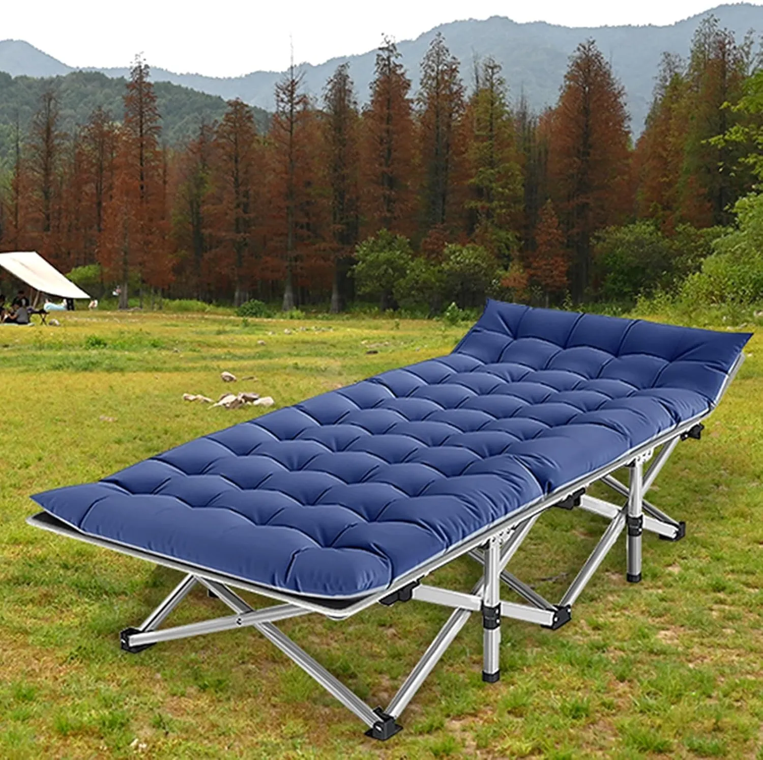 LILYPELLE 2 Pack Folding Camping Cot W/Mattress, 78" L x 32" W x 18" H Cot Bed, Heavy Duty Wide Camping Cot XXL for Adults, Portable Sleeping Cot Bed for Travel Camping/Office, Home Nap