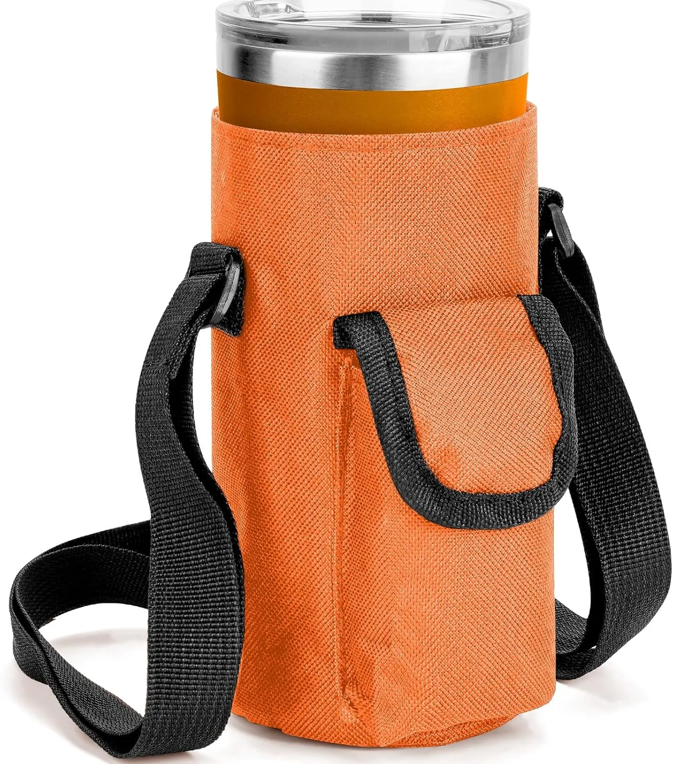 Linkidea Tumbler Carrier with Strap Compatible with YETI Rambler Tumbler 20oz, Iron °Flask Classic Tumbler 2.0 20/24oz, Coffee Mug Sling Bag Holder, Shoulder Strap with Pocket