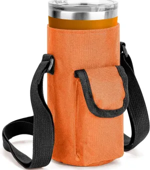 Linkidea Tumbler Carrier with Strap Compatible with YETI Rambler Tumbler 20oz, Iron °Flask Classic Tumbler 2.0 20/24oz, Coffee Mug Sling Bag Holder, Shoulder Strap with Pocket