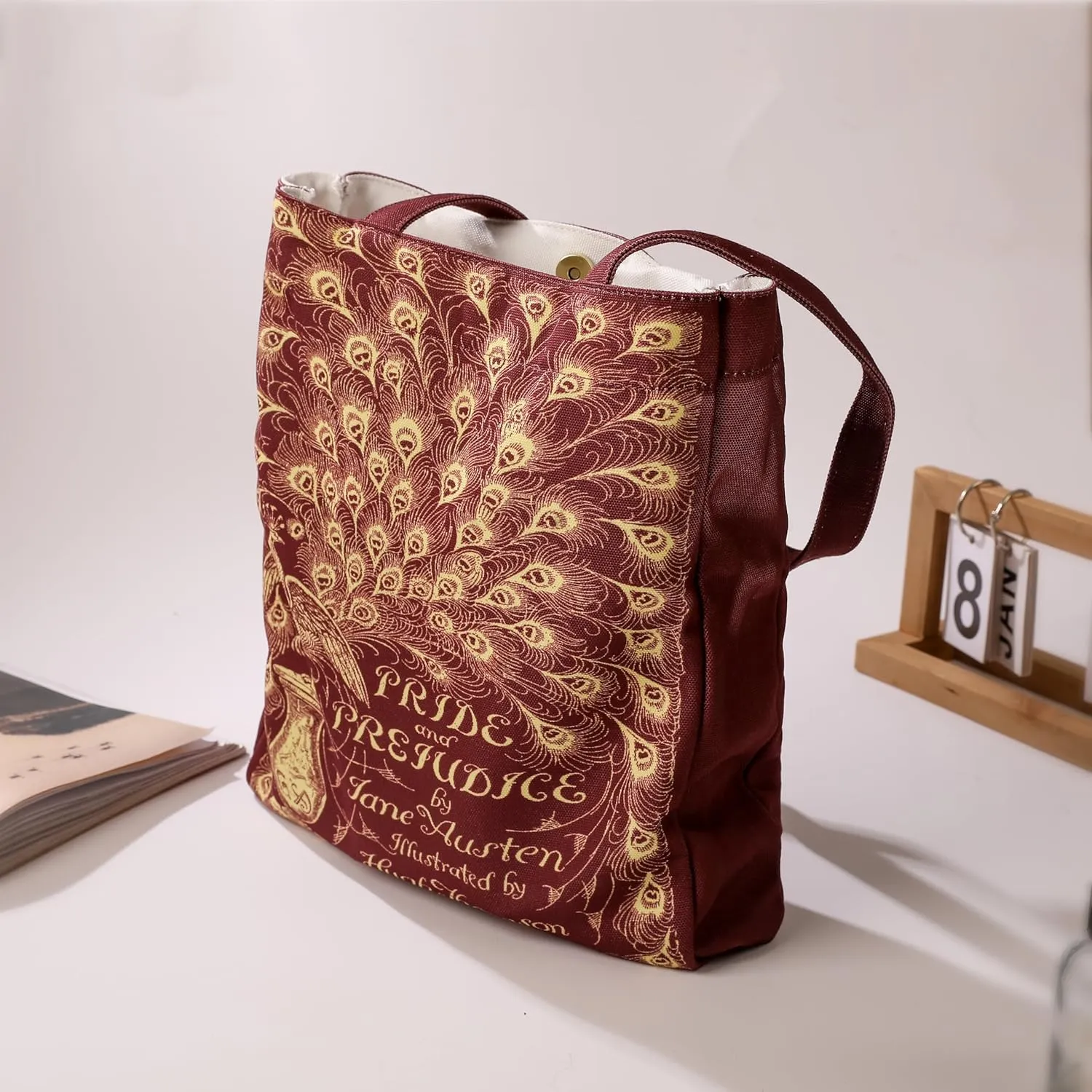 Literary Themed Tote Bag-Alice in Wonderland |Turquoise |Large Capacity