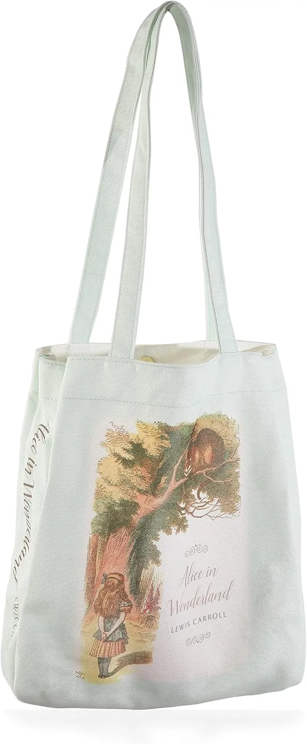 Literary Themed Tote Bag-Alice in Wonderland |Turquoise |Large Capacity