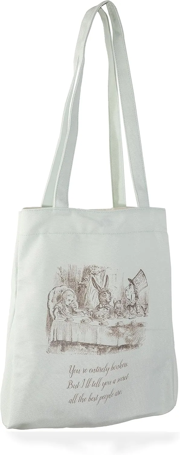 Literary Themed Tote Bag-Alice in Wonderland |Turquoise |Large Capacity