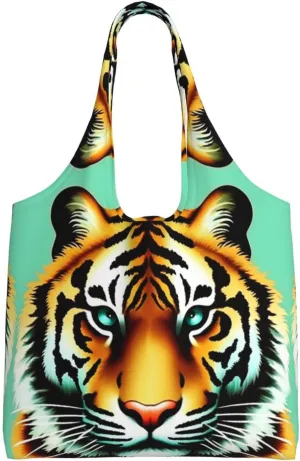 Little fat tiger head Large capacity single-shoulder commuter canvas bag, suitable for shopping, travel, multi-purpose, light and not shoulder-squeezing