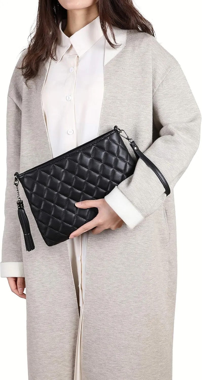 lola mae Women's Wristlet Handbags Simple Quilted Small Clutch Crossbody Bag