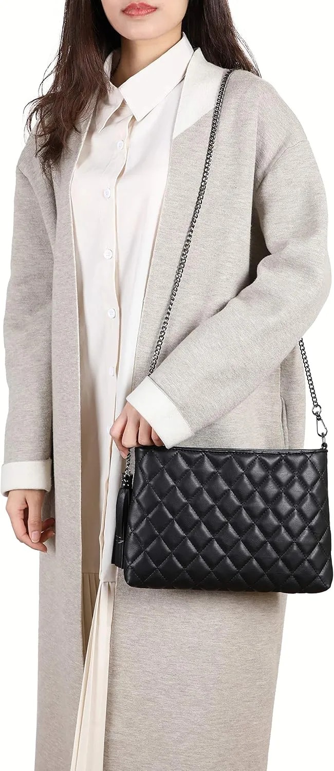 lola mae Women's Wristlet Handbags Simple Quilted Small Clutch Crossbody Bag