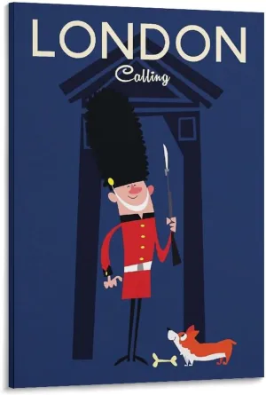 London Guard England Vintage Travel Poster Print Canvas Wall Art for Bedroom Living Room HD Print Posters 08x12inch(20x30cm)