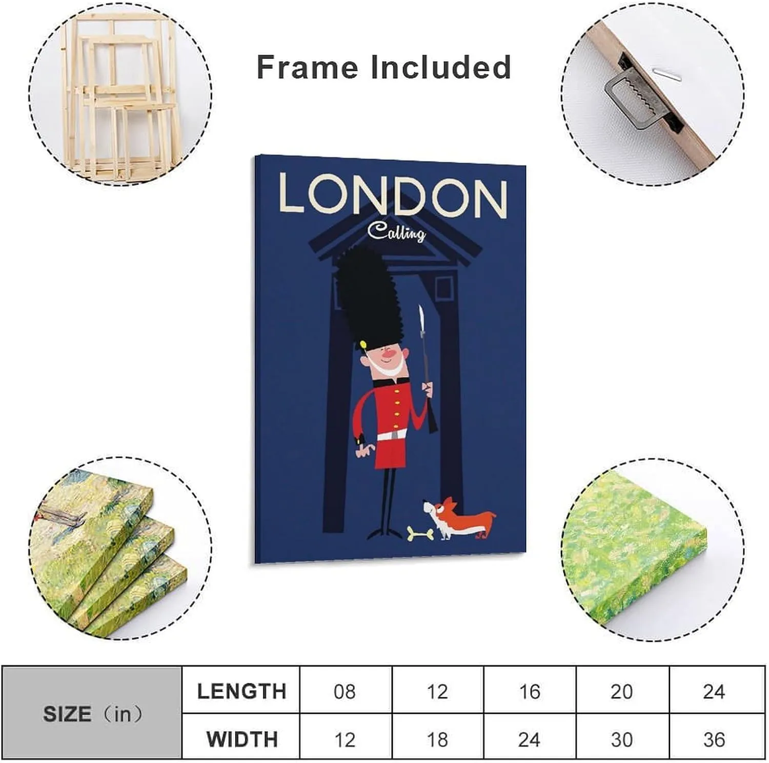 London Guard England Vintage Travel Poster Print Canvas Wall Art for Bedroom Living Room HD Print Posters 08x12inch(20x30cm)