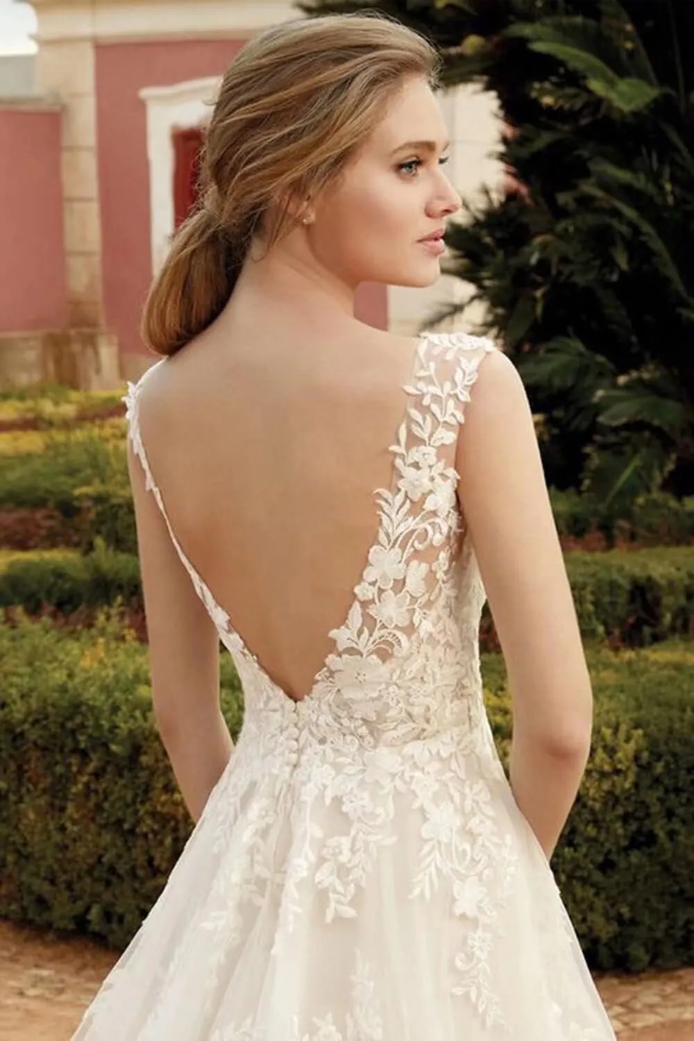 LORIE Wedding Dresses for Bride Long Sleeves 2025 Sexy V Neck A-Line Lace Applique Boho Beach Bridal Gowns with Train