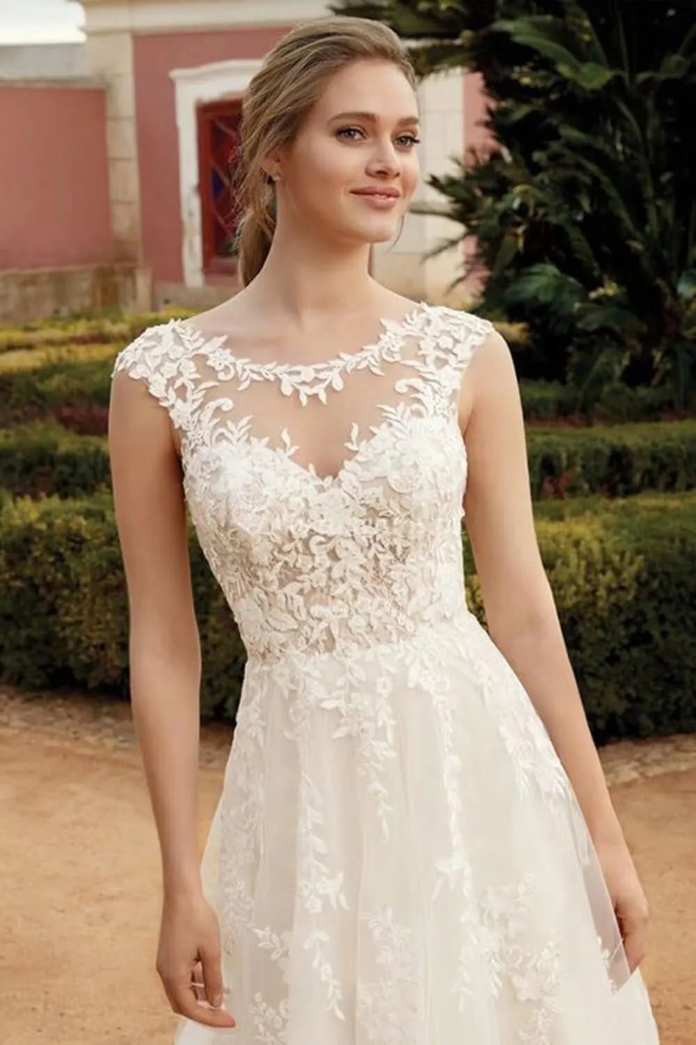LORIE Wedding Dresses for Bride Long Sleeves 2025 Sexy V Neck A-Line Lace Applique Boho Beach Bridal Gowns with Train