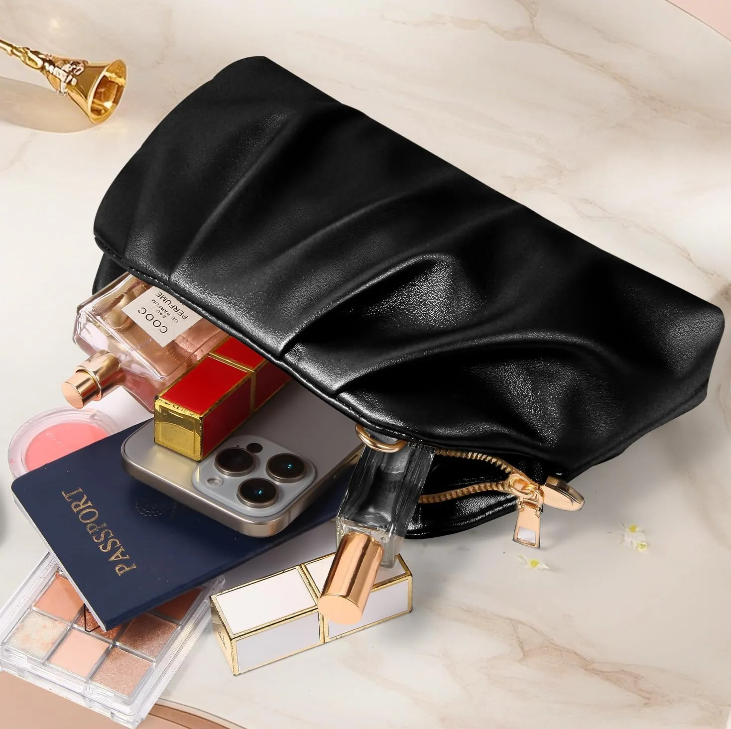 lovyoCoCo Clutch Purse for Women Soft Pleated PU Wedding Clutch, Elegant Evening Bag for Galas, Proms,Cocktail Parties