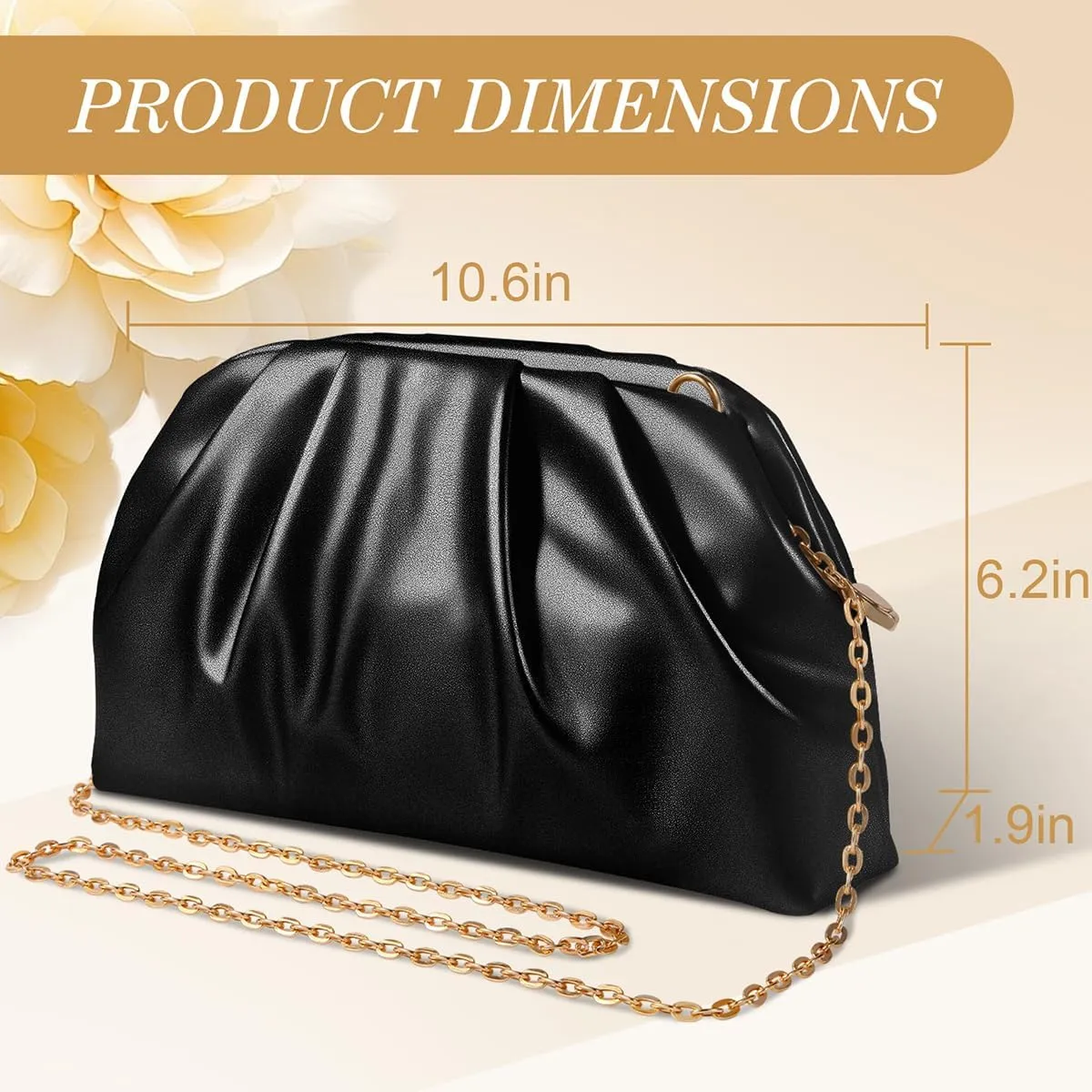 lovyoCoCo Clutch Purse for Women Soft Pleated PU Wedding Clutch, Elegant Evening Bag for Galas, Proms,Cocktail Parties