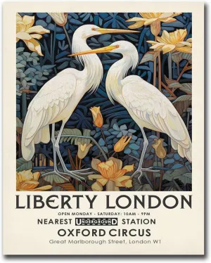 LUCKLYDOUDOU Poster Wall Art Print Vintage Liberty London Bird Flower Botanical Animal Woodland Poster Modern Art Decoration for Living Room Bedroom and Office 16x24inch Without Frame