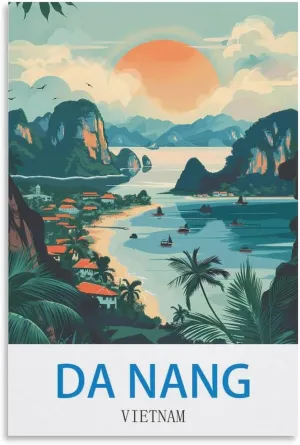 LUOKINU Da Nang Vietnam Vintage Travel Poster 20x30inch(50x75cm) Decorative Painting Canvas Wall Posters And Art Picture Print Modern Family Bedroom Decor Posters