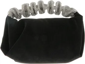 LUOZZY Velour Bag for Women Rhinestone Handbag for Women Delicate Wallet Bag for Evening Party (Black)