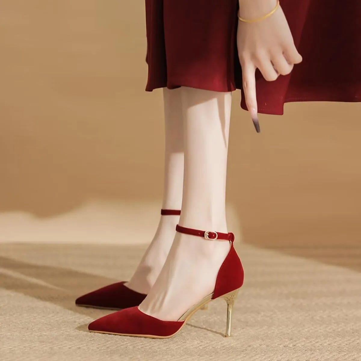 LUXINYU,Women Pointed Toe Heels Shiny Fashion Sexy Stiletto Ladies Pumps Heeled Elegant Bow Strappy Dress Suede Wedding Shoes Comfort Soft Work Shoes