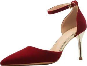 LUXINYU,Women Pointed Toe Heels Shiny Fashion Sexy Stiletto Ladies Pumps Heeled Elegant Bow Strappy Dress Suede Wedding Shoes Comfort Soft Work Shoes
