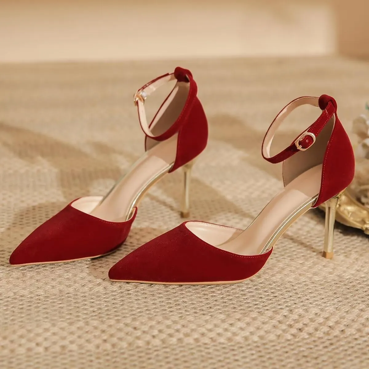 LUXINYU,Women Pointed Toe Heels Shiny Fashion Sexy Stiletto Ladies Pumps Heeled Elegant Bow Strappy Dress Suede Wedding Shoes Comfort Soft Work Shoes