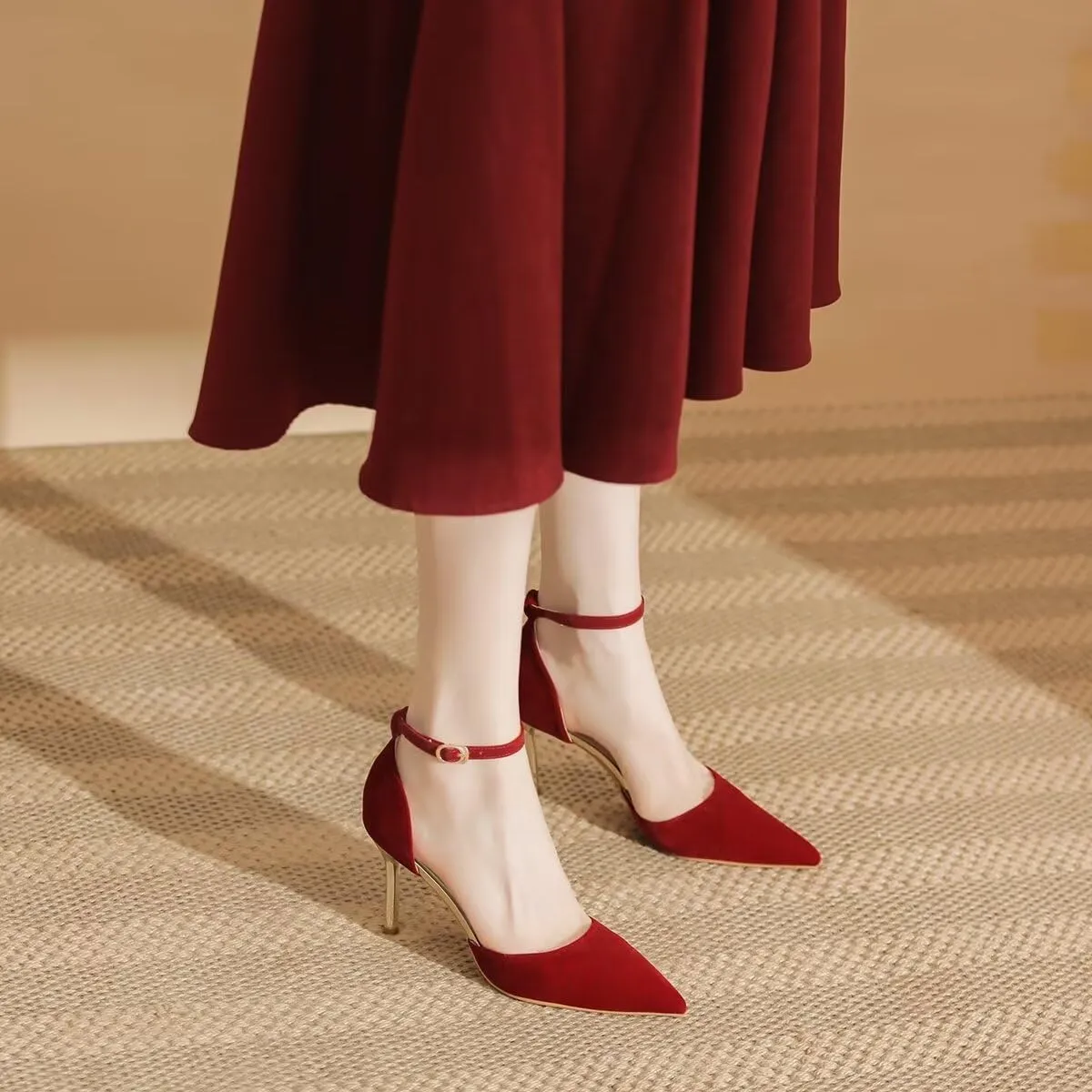 LUXINYU,Women Pointed Toe Heels Shiny Fashion Sexy Stiletto Ladies Pumps Heeled Elegant Bow Strappy Dress Suede Wedding Shoes Comfort Soft Work Shoes