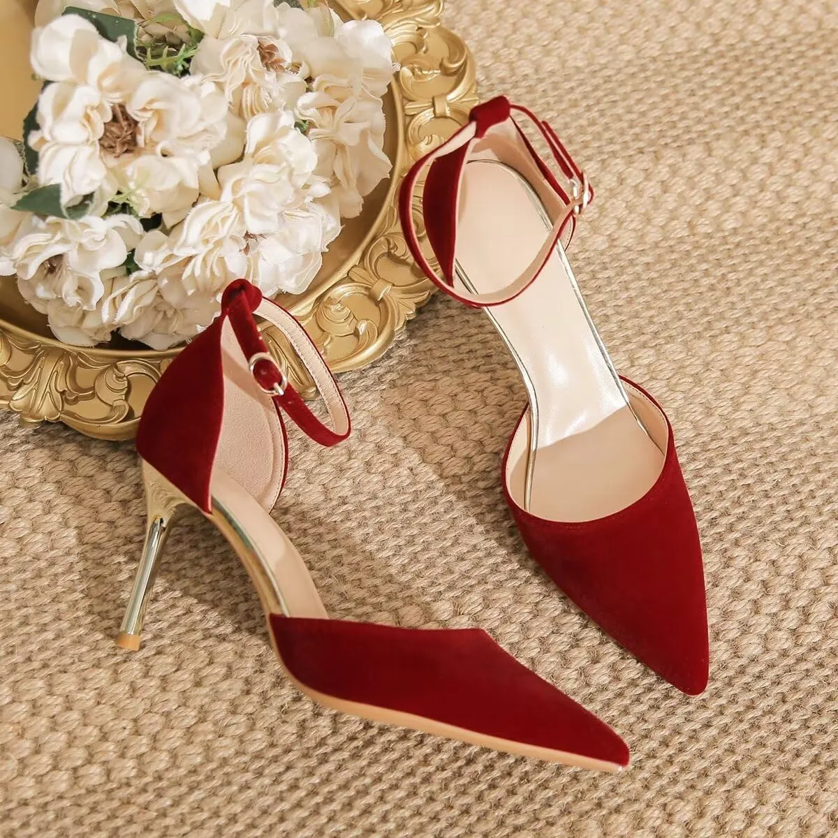 LUXINYU,Women Pointed Toe Heels Shiny Fashion Sexy Stiletto Ladies Pumps Heeled Elegant Bow Strappy Dress Suede Wedding Shoes Comfort Soft Work Shoes