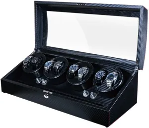 Luxury Luxury Automatic Rotate Watch Winder 8 9 Leather Storage Wood Shell   Leather Pillow   Piano Paint   Tempered GlassBlack-64x26x21.3cm