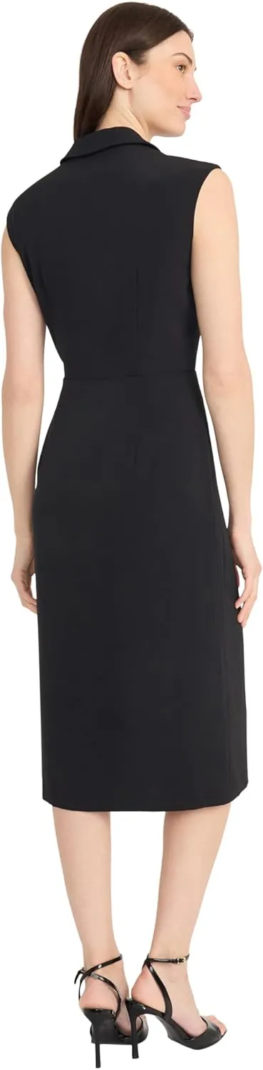 Maggy London Women's Tailored Wrap Midi Deep V-Neck-Sleeveless Professional Wear-Formal Evening Dress