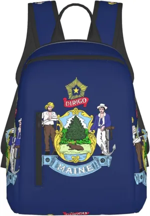 Maine State Flag print Simple lightweight casual backpack travel bag backpack for men and women