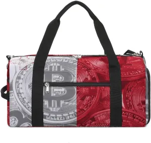 Malta Flag Bitcoin Sports Duffel Bag with Wet Pocket and Shoe Compartment for Gym