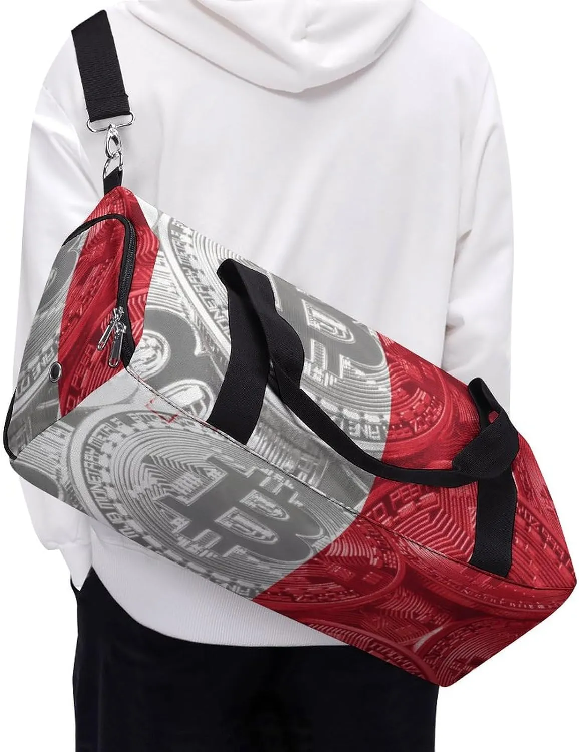 Malta Flag Bitcoin Sports Duffel Bag with Wet Pocket and Shoe Compartment for Gym