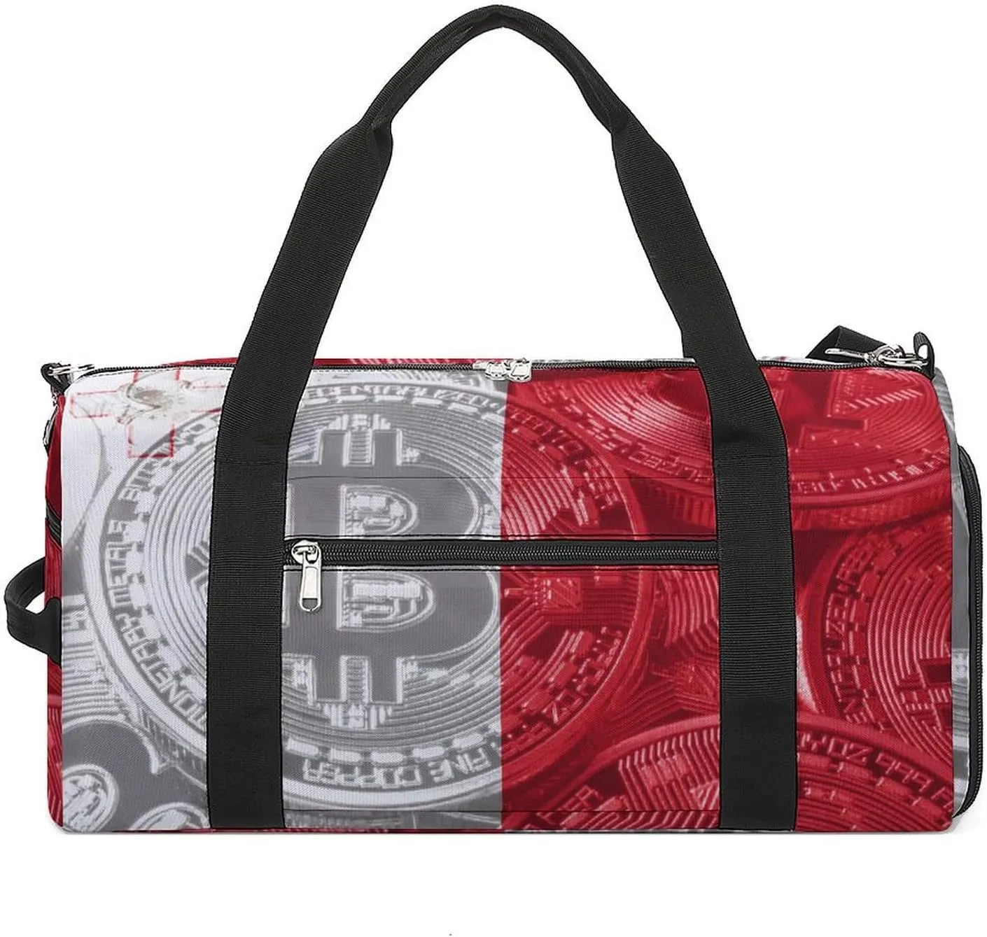 Malta Flag Bitcoin Sports Duffel Bag with Wet Pocket and Shoe Compartment for Gym
