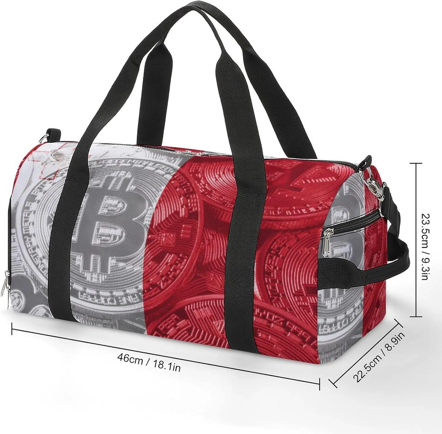 Malta Flag Bitcoin Sports Duffel Bag with Wet Pocket and Shoe Compartment for Gym