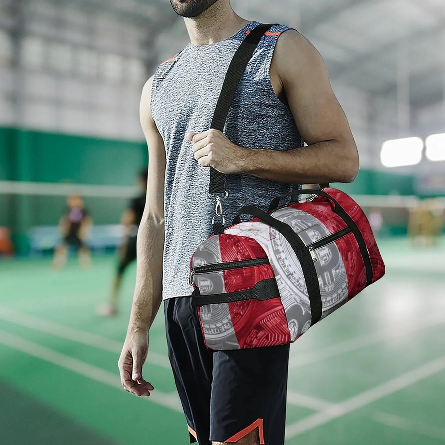 Malta Flag Bitcoin Sports Duffel Bag with Wet Pocket and Shoe Compartment for Gym