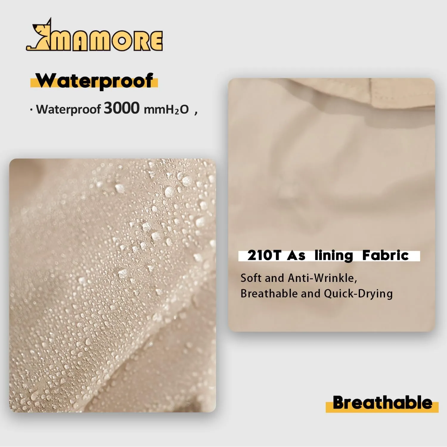 MAMORE Dog Jacket Waterproof Outdoor Vest for Smal Medium Large Dogs, Windproof Adjustable Breathable Lightweight Fashion Casual Dog Clothes (Khaki, Small)