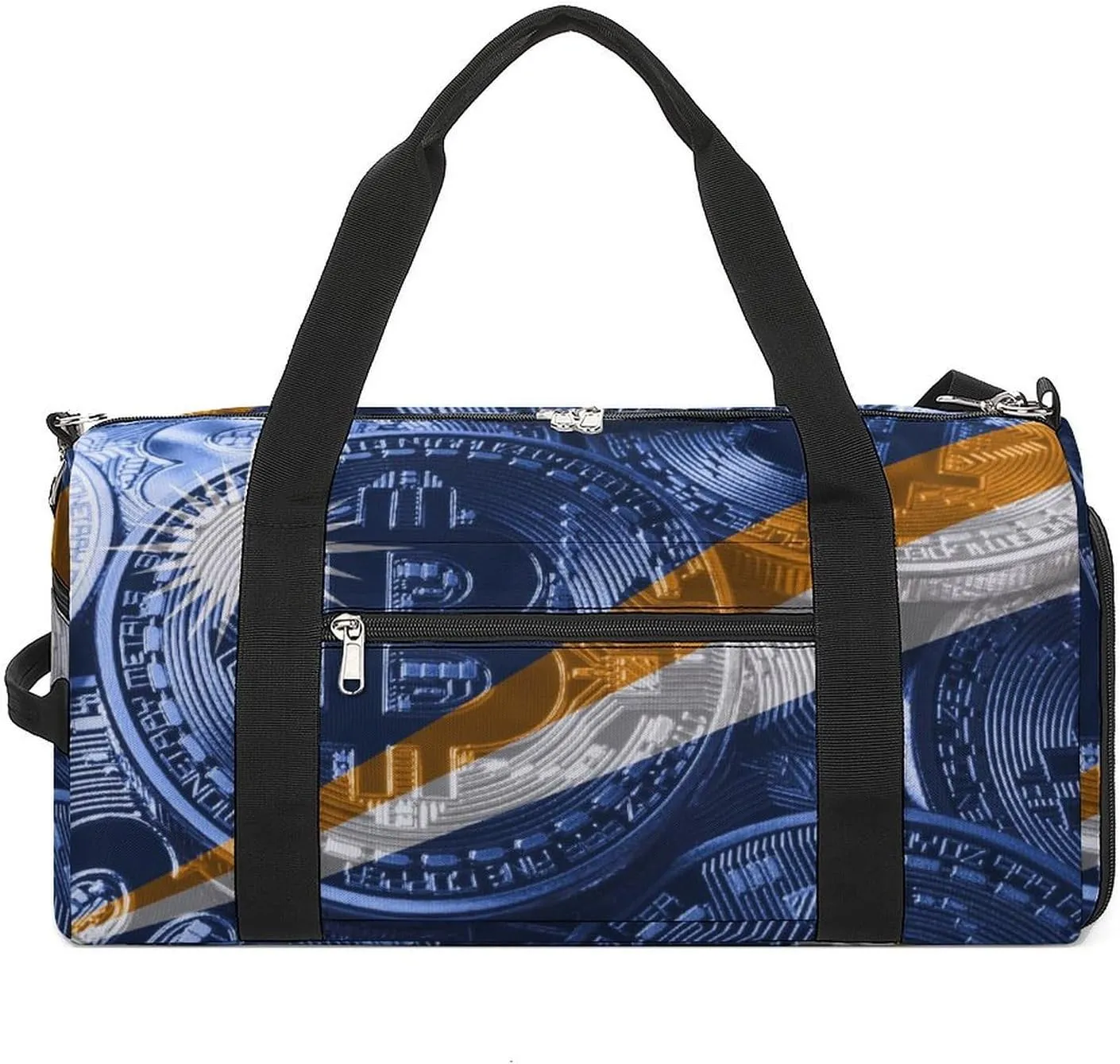 Marshall Lslands Flag Bitcoin Sports Duffel Bag with Wet Pocket and Shoe Compartment for Gym