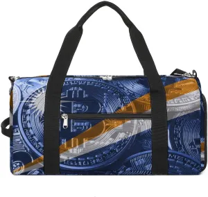 Marshall Lslands Flag Bitcoin Sports Duffel Bag with Wet Pocket and Shoe Compartment for Gym