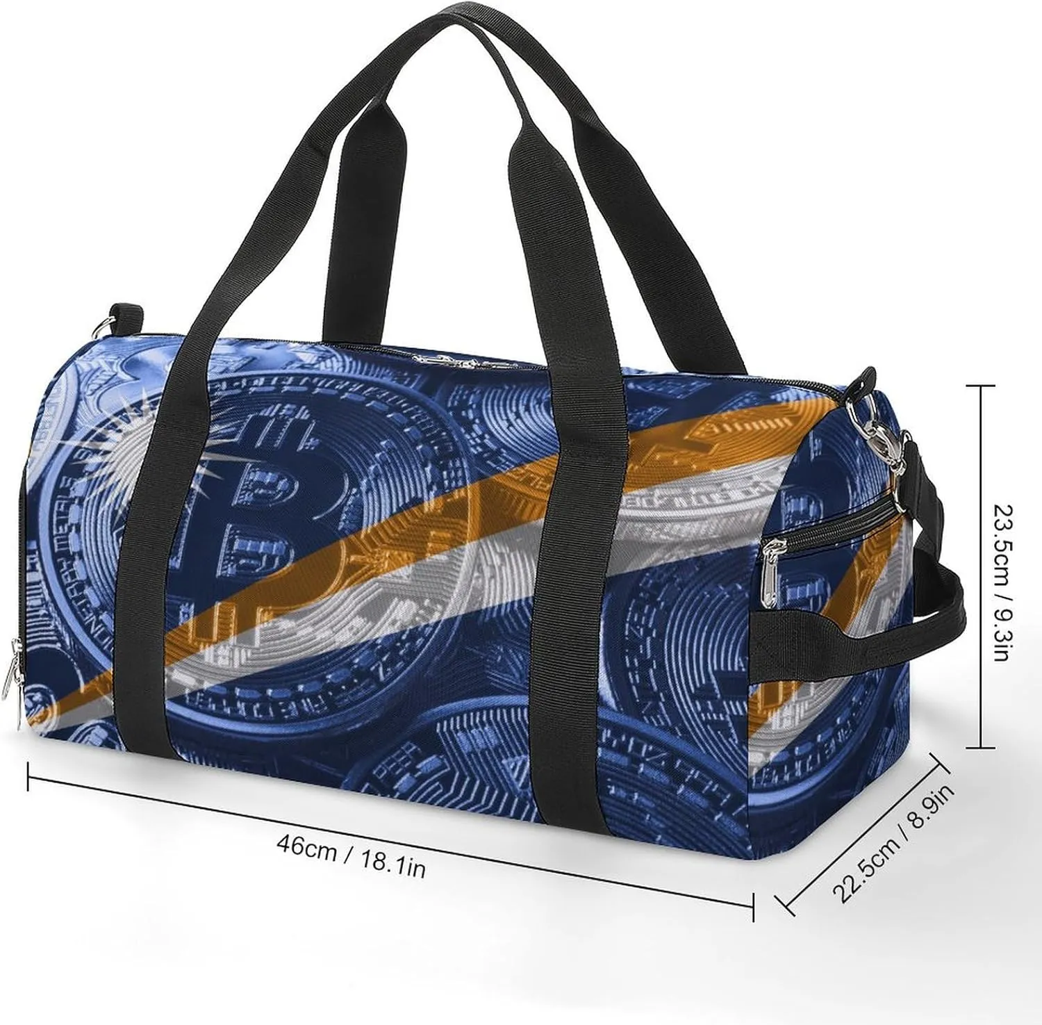 Marshall Lslands Flag Bitcoin Sports Duffel Bag with Wet Pocket and Shoe Compartment for Gym