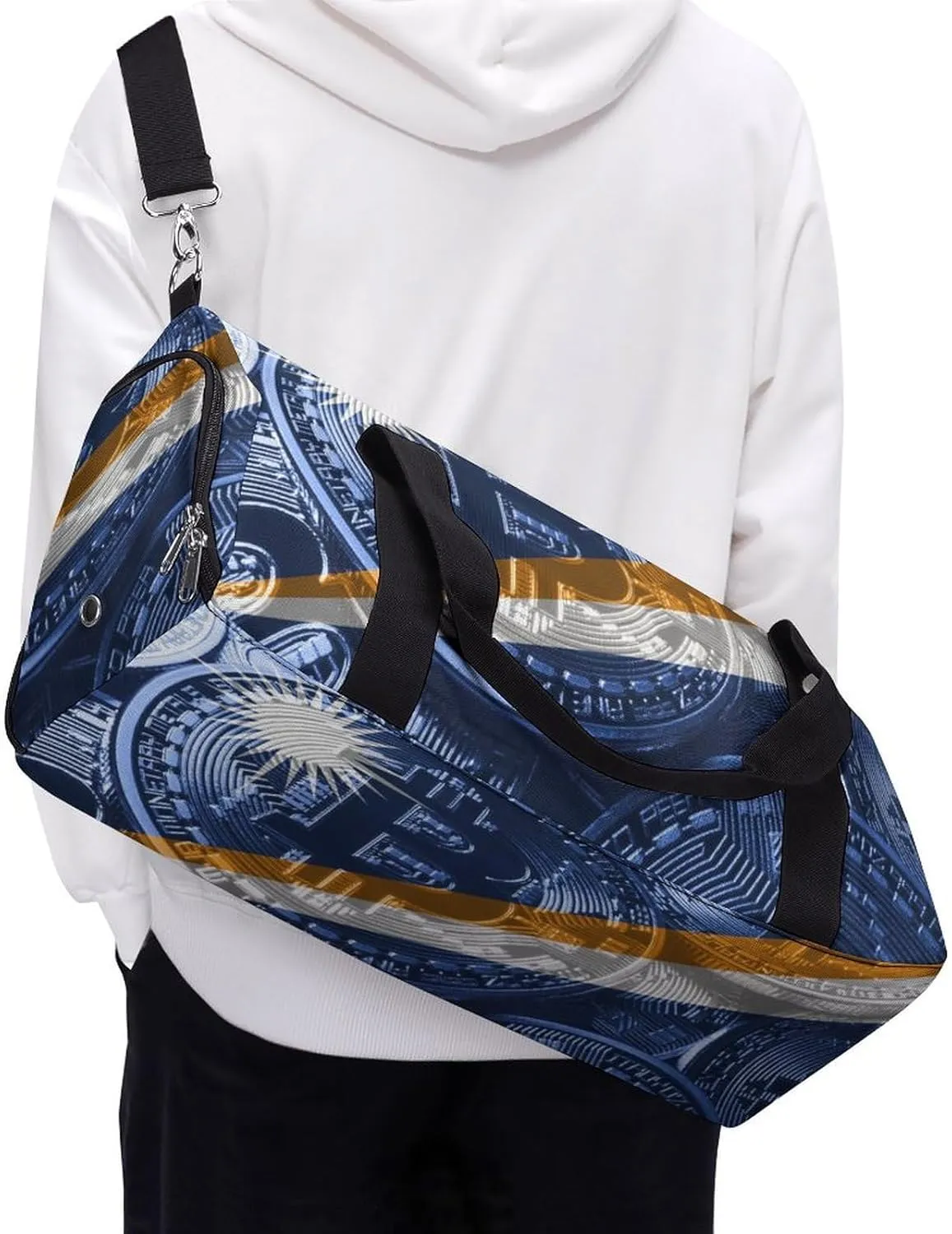 Marshall Lslands Flag Bitcoin Sports Duffel Bag with Wet Pocket and Shoe Compartment for Gym
